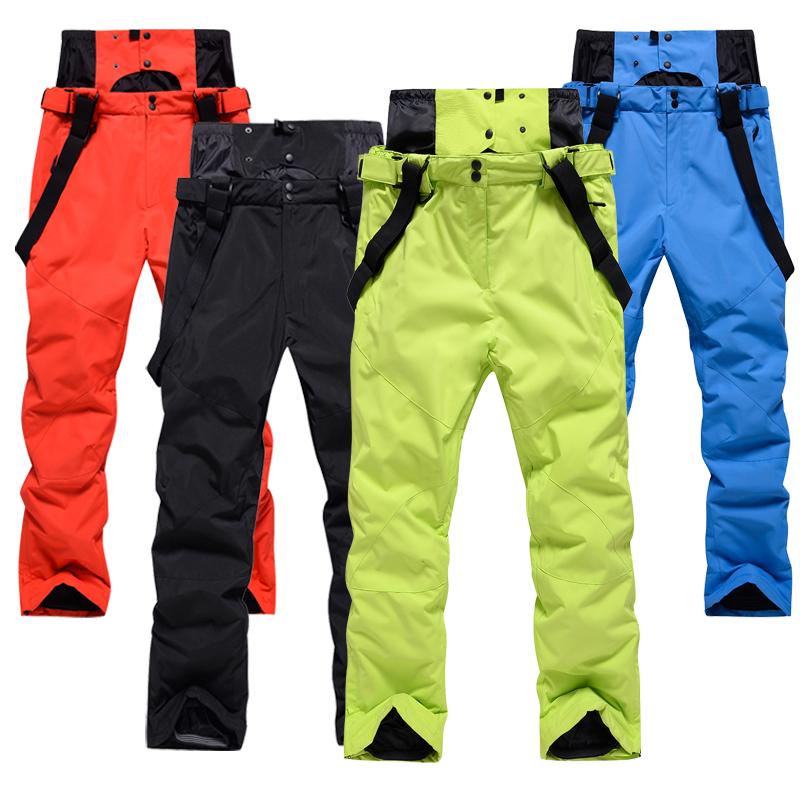 High Quality Men Winter Thick Warm Skiing Pants Windproof Waterproof Suspender Trousers Snow Snowboard Pants Plus Size