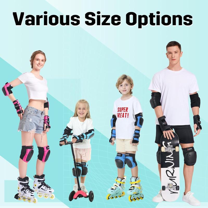 Adult Kids Knee Pads Elbow Pads Wrist Guards 6 In 1 Protective Gear Set For Inline Roller Skating Skateboarding Scooter BMX Etc.