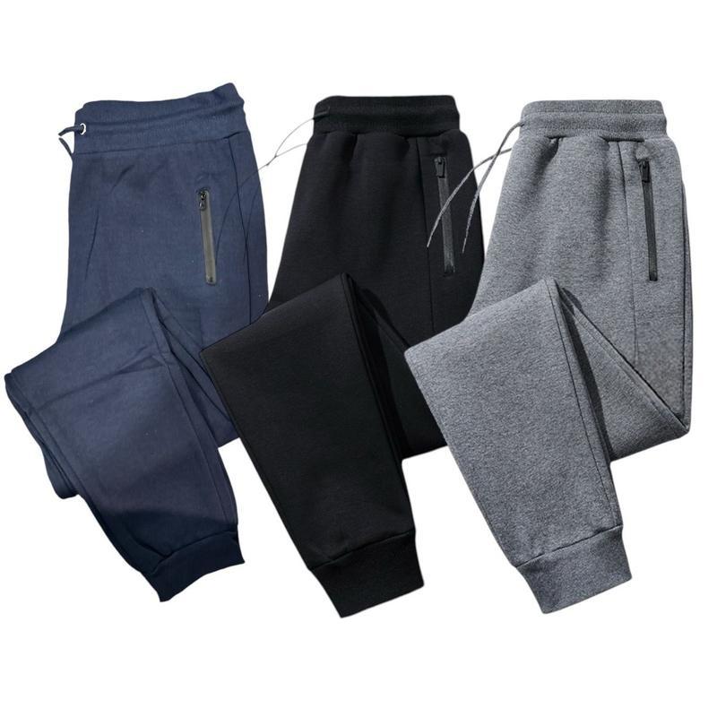 Benben 3-Pack Ultimate Comfort Navy, Charcoal, and Black Fleece Joggers for Men - Athletic Fit with Drawstring Waist and Zippered Pockets