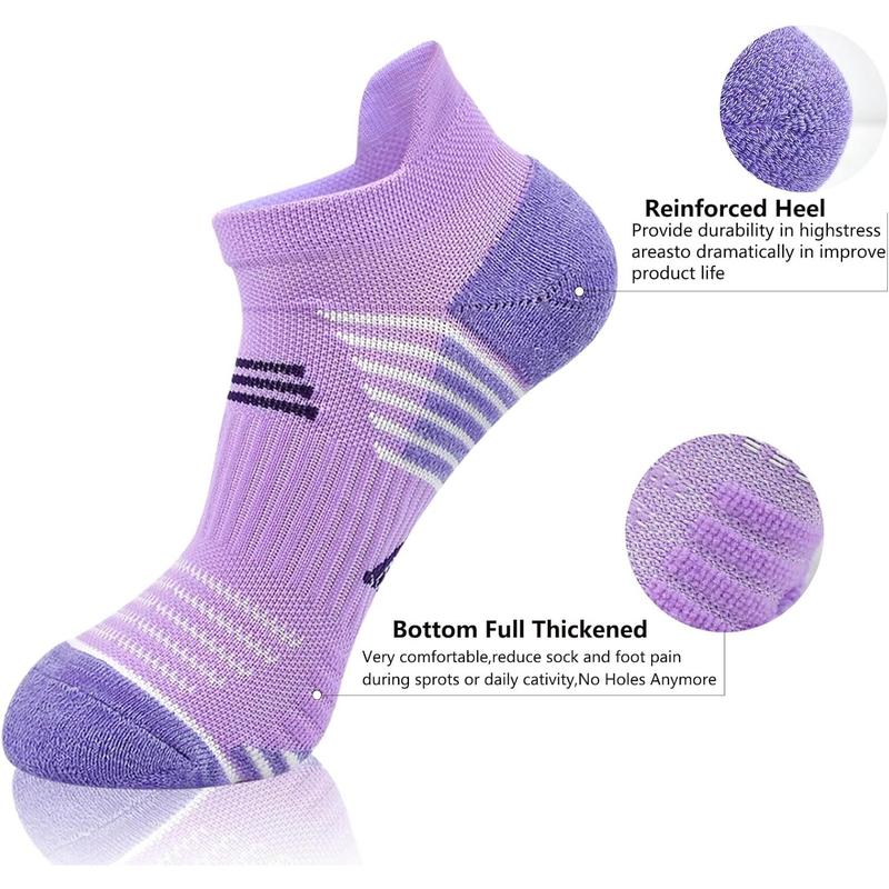 Womens Ankle Socks Athletic Cushioned Breathable Performance Sport Tab Cotton Quarter Women's Running Socks 6 Pack