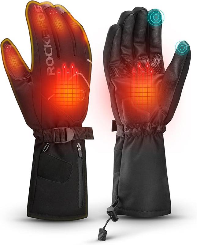 ROCKBROS Heated Gloves Electric Rechargeable Battery Thermal Mittens Gloves for Men Women Winter Touchscreen Waterproof Warm Glove Liners Cold Weather Gloves for Cycling, Skiing, Snowboarding