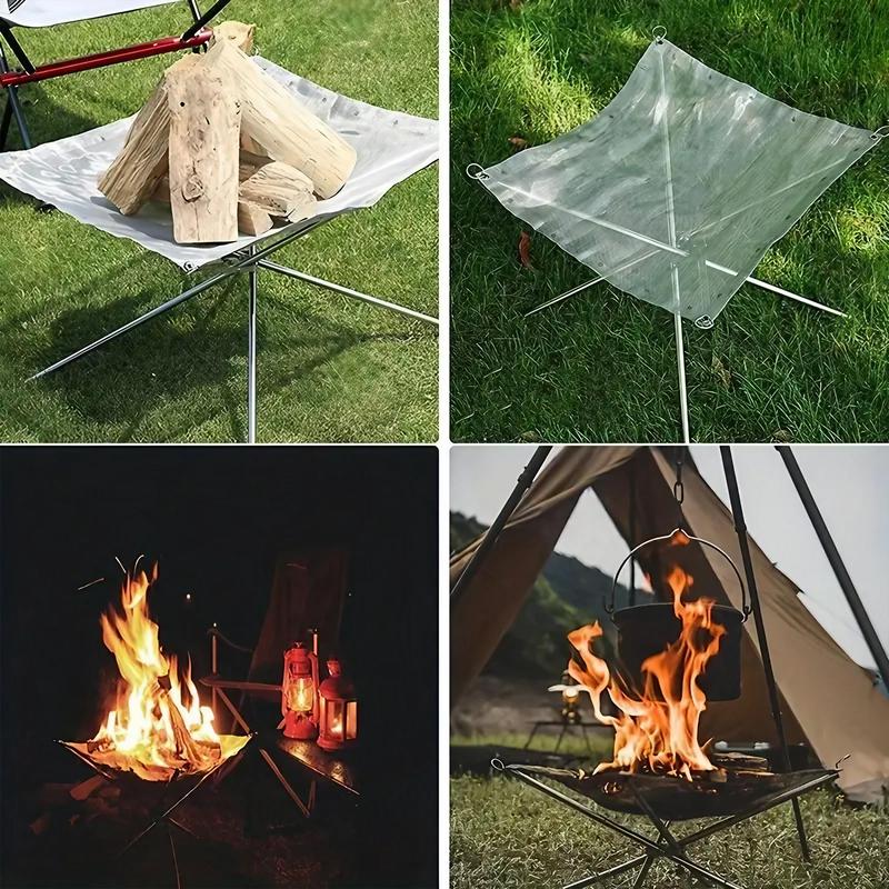 Portable Folding Camping Fire Pit, Stainless Steel Fire Pit with Carry Bag, Outdoor Wooden Fire Pit for Camping, Hiking, Picnic