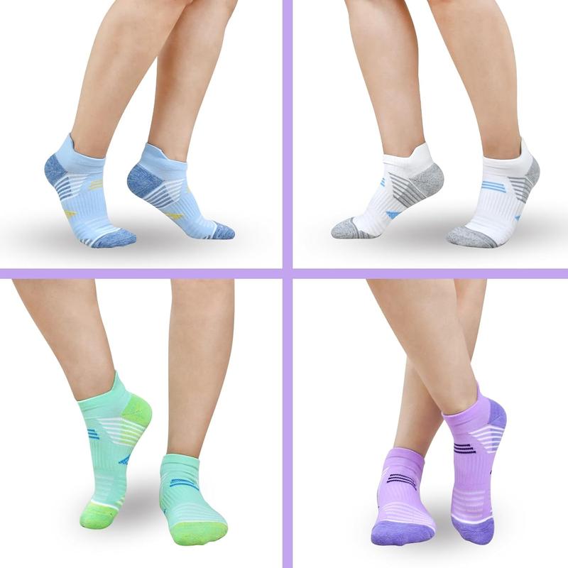 Womens Ankle Socks Athletic Cushioned Breathable Performance Sport Tab Cotton Quarter Women's Running Socks 6 Pack