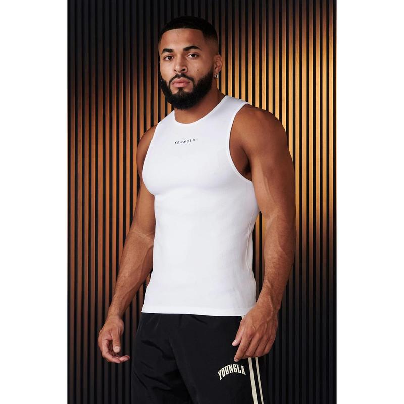 YOUNGLA American New Sports Fitness Jogger Men'S Undershirt Quick-Drying Breathable Stretch Training Sleeveless T-Shirt