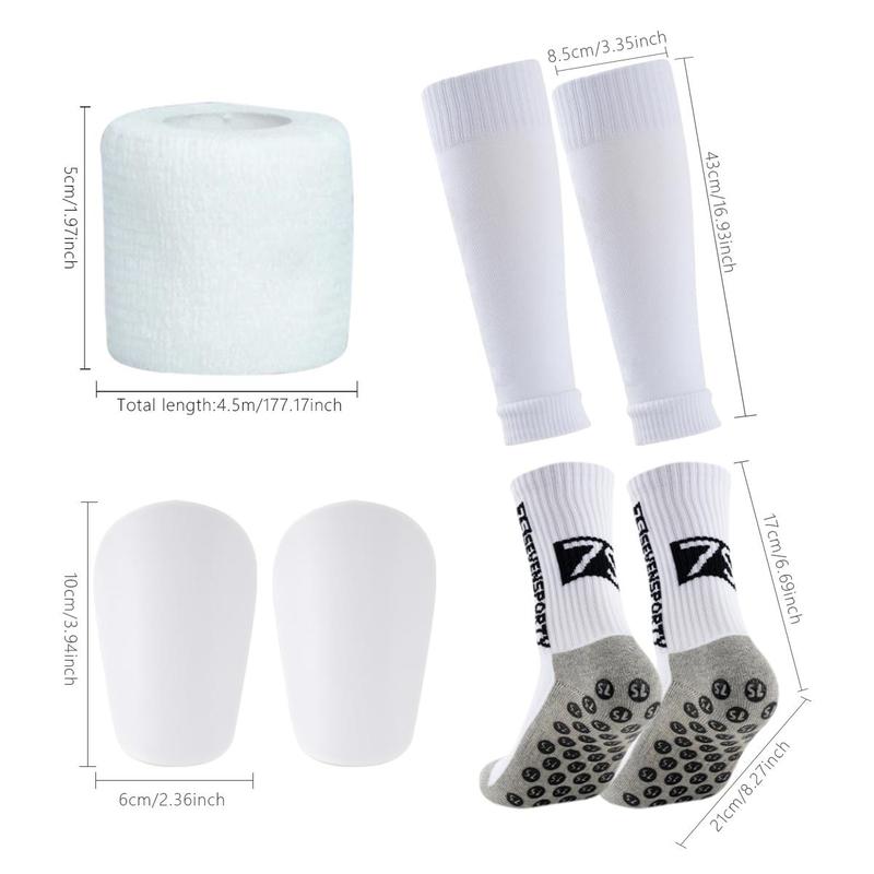 Football Socks Set, 7 Counts set Non-slip Breathable Comfortable Football Socks & Shin Guard & Bandage, Professional Football Accessories