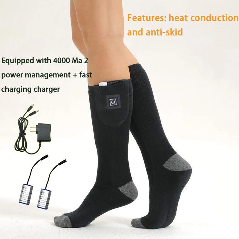 Winter Electric Heated Socks Men Women Thermal Cotton Heated Socks Elastic Comfortable Foot Warmer Socks for Outdoor Skiing