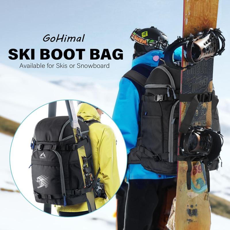 Ski Boot Bag, 50L Ski Boot Backpack for Ski Helmet, Goggles, Gloves, Skis, Snowboard & Accessories