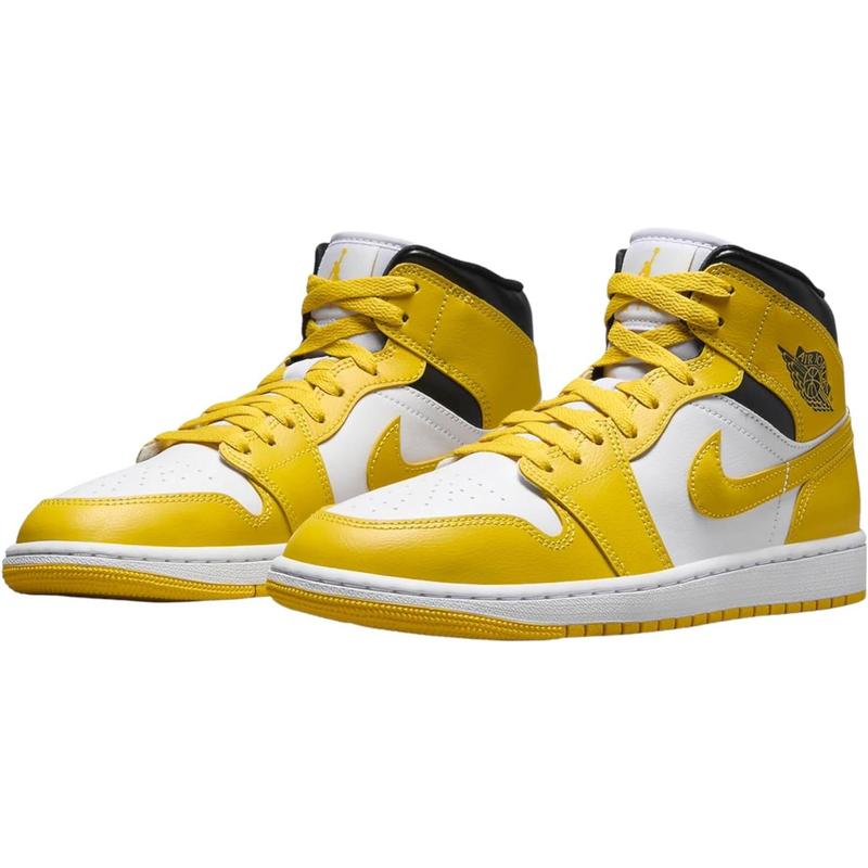 Women's Jordan 1 Mid White Vivid Sulfur-Black (BQ6472 170)