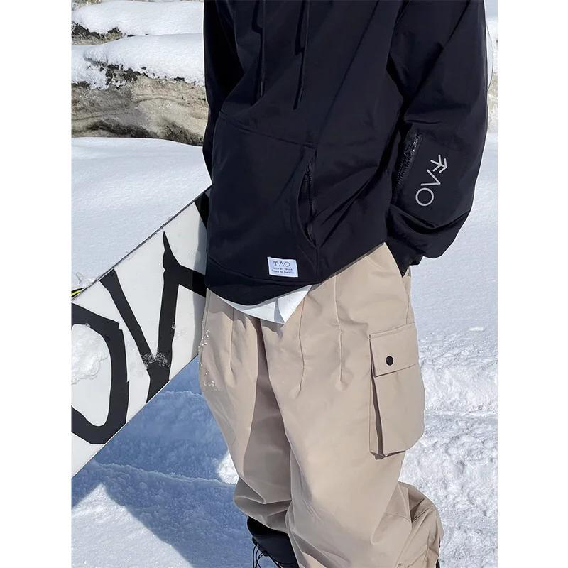 Women's Oversize Khaki Color Ski Pants Outdoor Windproof Waterproof Snow Sports Bibs Trousers Ski Snowboard Pants Cargo Pants