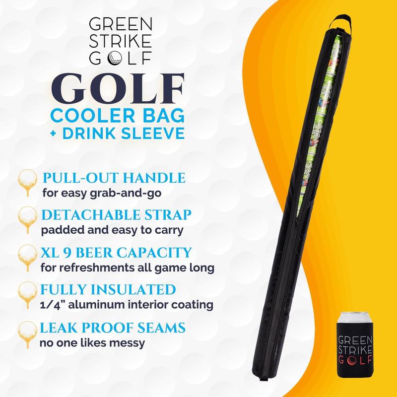 Super Large Golf  Sleeve for Golf Bag with Reusable Cold Packs - Golf Cooler Bag for 9 Cans -  Golf Gift - Golf Bag  Cooler Sleeve -  Holder Sling Keeps Beverages Cold