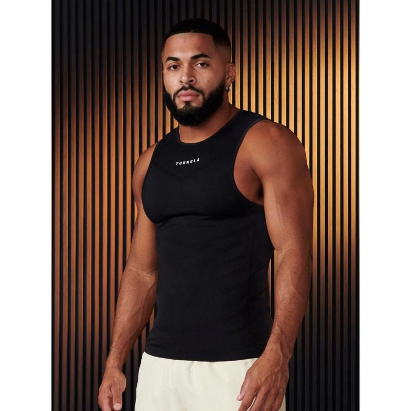 YOUNGLA American New Sports Fitness Jogger Men'S Undershirt Quick-Drying Breathable Stretch Training Sleeveless T-Shirt