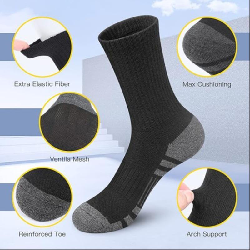 Unisex's Performance Breathable Running Socks, 6 Pairs set Cushioned Comfy Socks for Men & Women, Outdoor Sports Socks for Running Jogging