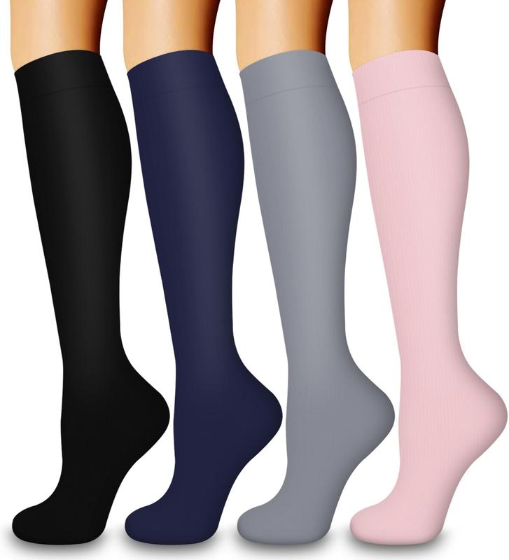 4 Pairs Compression Socks for Women and Men -Best Support for Running, Nursing, Travel, Pregnancy