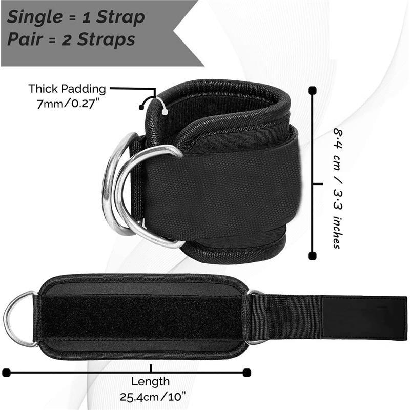 Ankle Straps Ankle Resistance Bands Wrist Cuffs Padded Straps Adjustable Fitness Glute Kickback D-Ring for Cable Machine Gym Foot Leg Training Brace Support 1 Pair