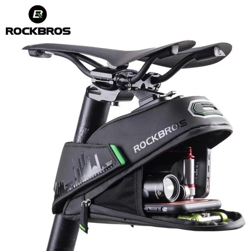 ROCKBROS Rainproof Bicycle Bag Shockproof Bike Saddle Bag For Refletive Rear Large Capatity Seatpost MTB Bike Bag Accessories