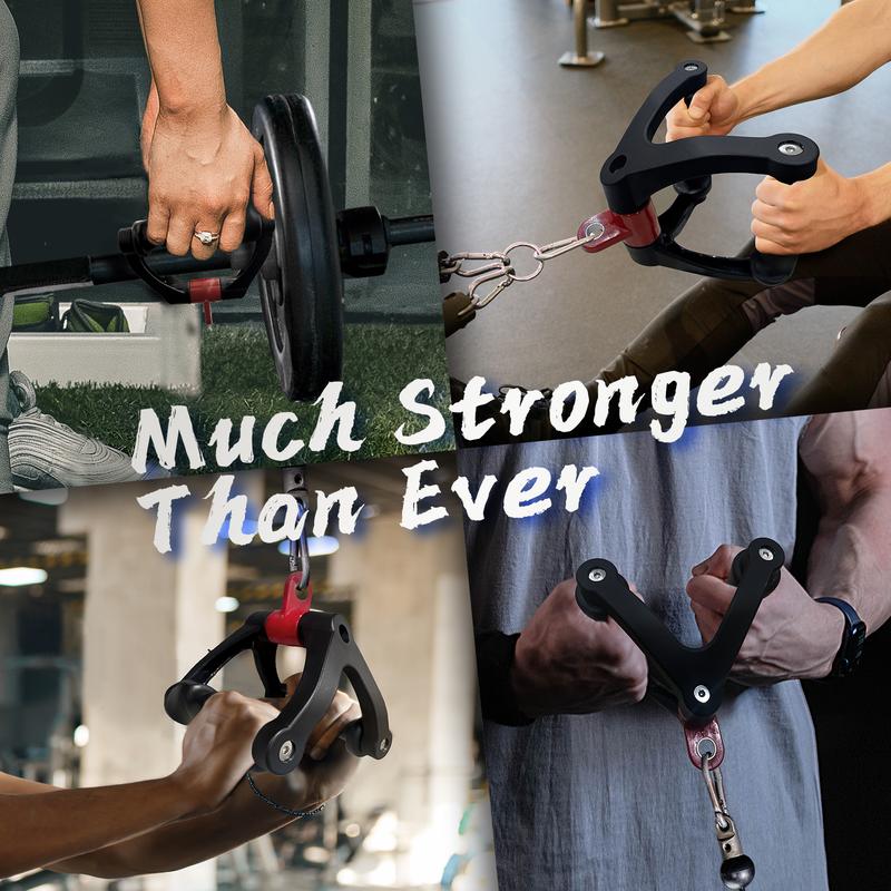 Ergonomic Double D-shaped Handles, sweat-resistant and non-slip TPE material, fitness equipment accessory, Heavy Duty Cable Attachment, Seated Cable & V Bar Row, Triangle V-shaped handle LAT Pulldown Attachment, suitable for gyms and other locations.