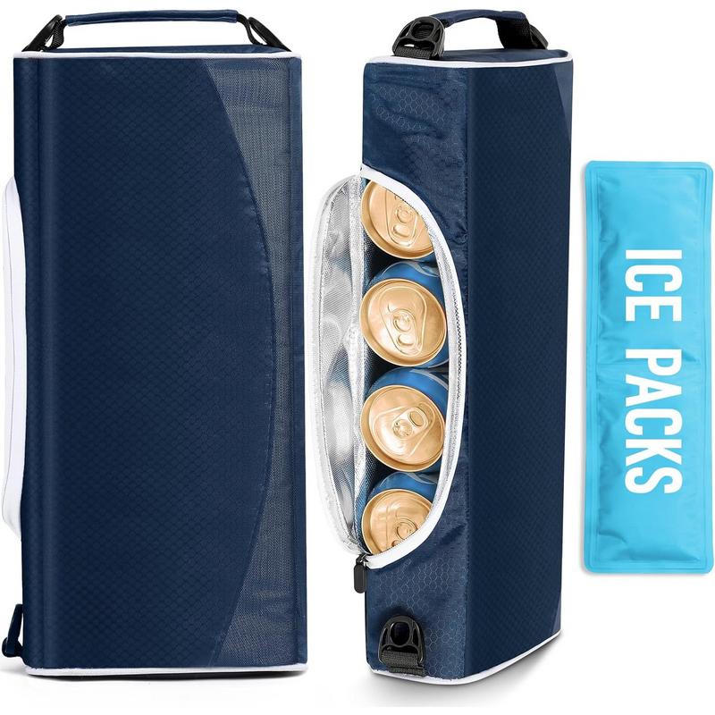 Golf Cooler Bag Insulated with Ice Packs - Keeps 6 Beer Cans or 2 Wine Bottles Cold for Hours, Fits Discreetly in Golf Bags; Golf Accessories Fathers Day Dad Gifts for Men from Daughter Son Wife