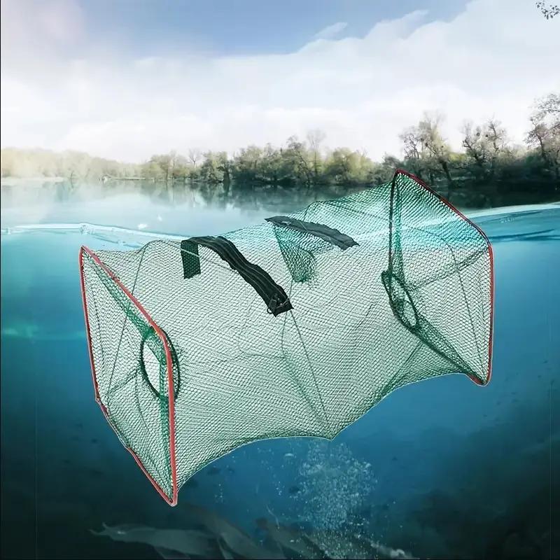 Collapsible Cast Net Fish Cage, 2 Counts Foldable Fishing Net for Crab Shrimp Crayfish, Professional Fishing Tackle for Outdoor Enthusiasts