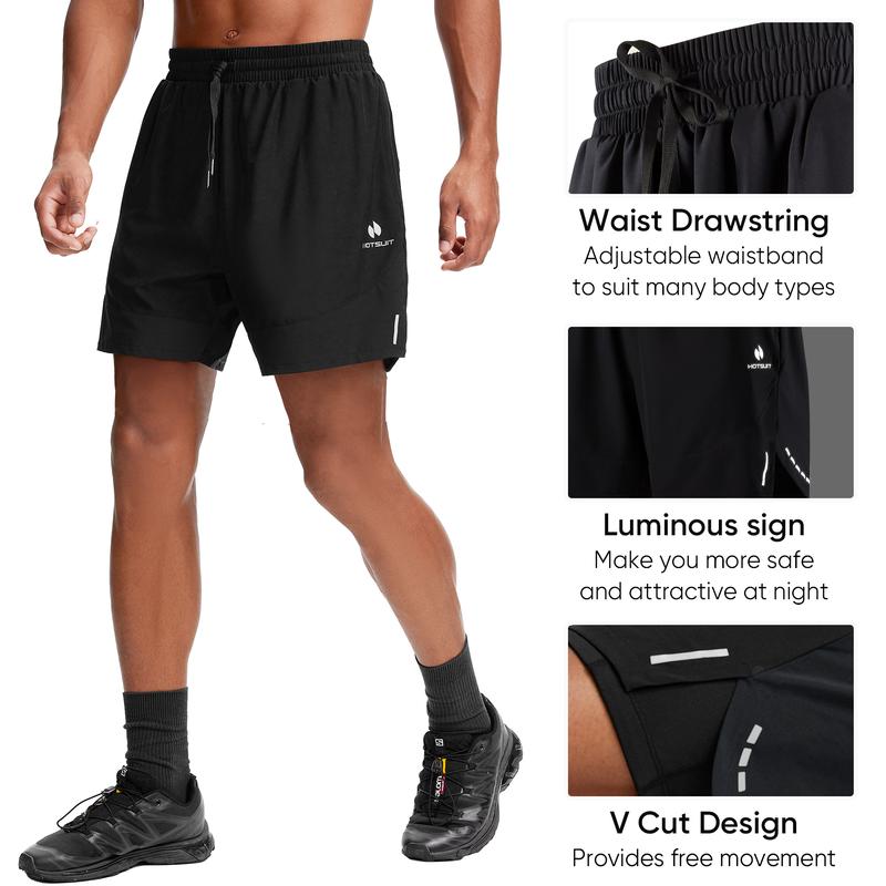 HOTSUIT Men's 2-in-1 Running Shorts with Compression Liner and Zipper Pocket Sports Fitness Quick Dry Pants