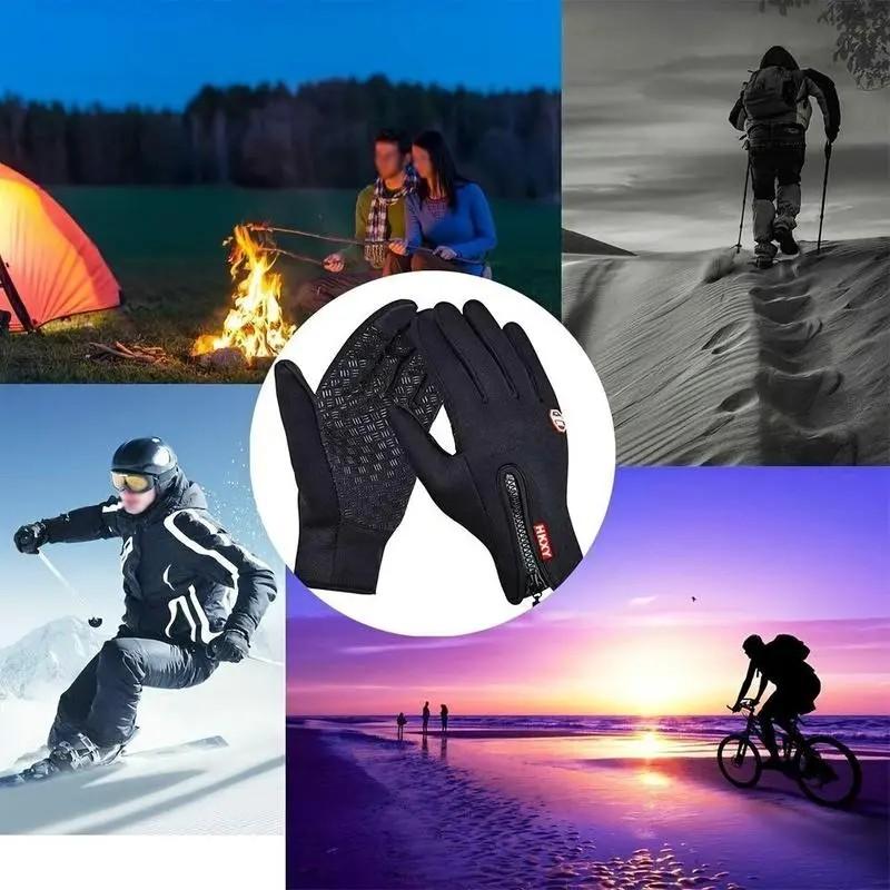 Winter Warm Gloves, 1 Pair Men's and Women's Outdoor Cycling Gloves Warm Plush Lining for Sports, Fishing, Autumn Travel, Waterproof, Windproof and Non-slip Touch Screen Gloves, Birthday Gift