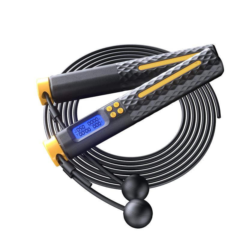 Jump Rope with Counter, 4 Modes Workout Jumping Rope with Steel Ball Bearings, Adjustable Length Speed Skipping Rope for Men Women Home Gym