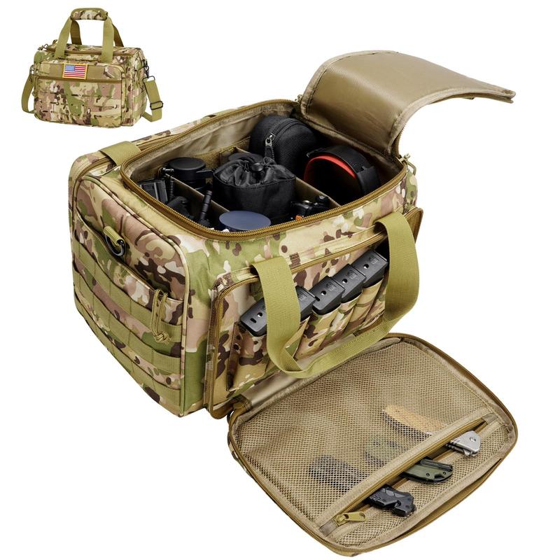 Tactical Range Bag Shooting Range Duffle Bag, Range Bag Hunting Case Bag with Lockable Zipper for Shooting Range Outdoor