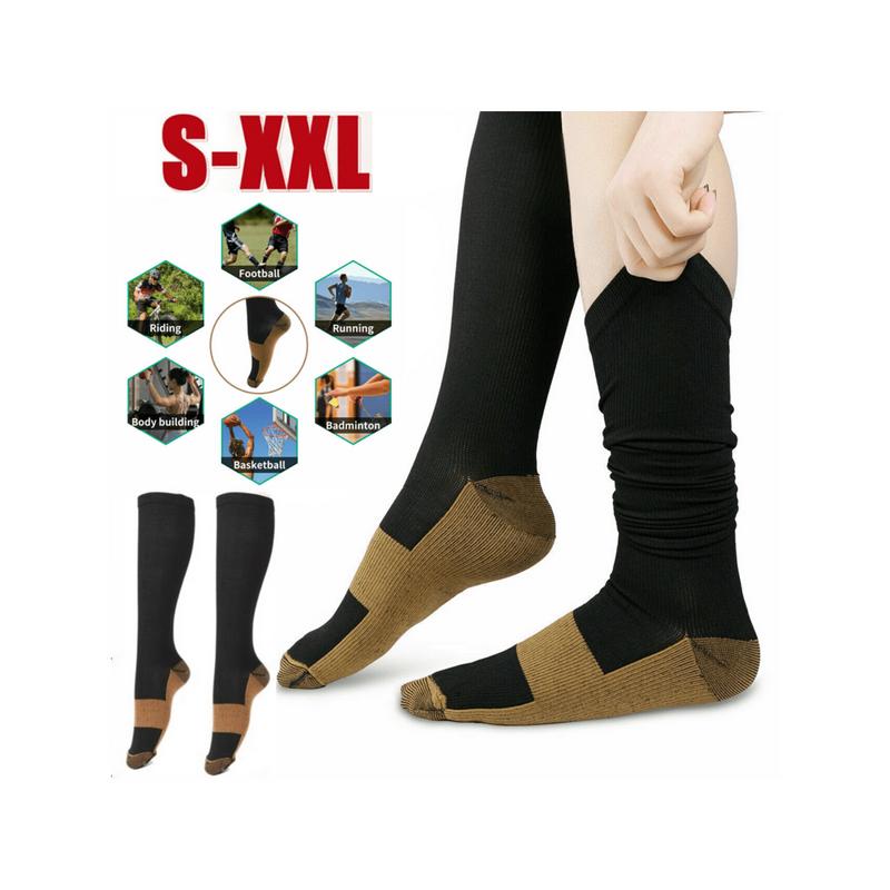 10 Pairs Copper Compression Socks Mens Womens S M L XL XXL 20-30mmHg Support Knee High Socks Stockings Unisex Energy Ankle Support Running Athletic Sports Fitness Socks