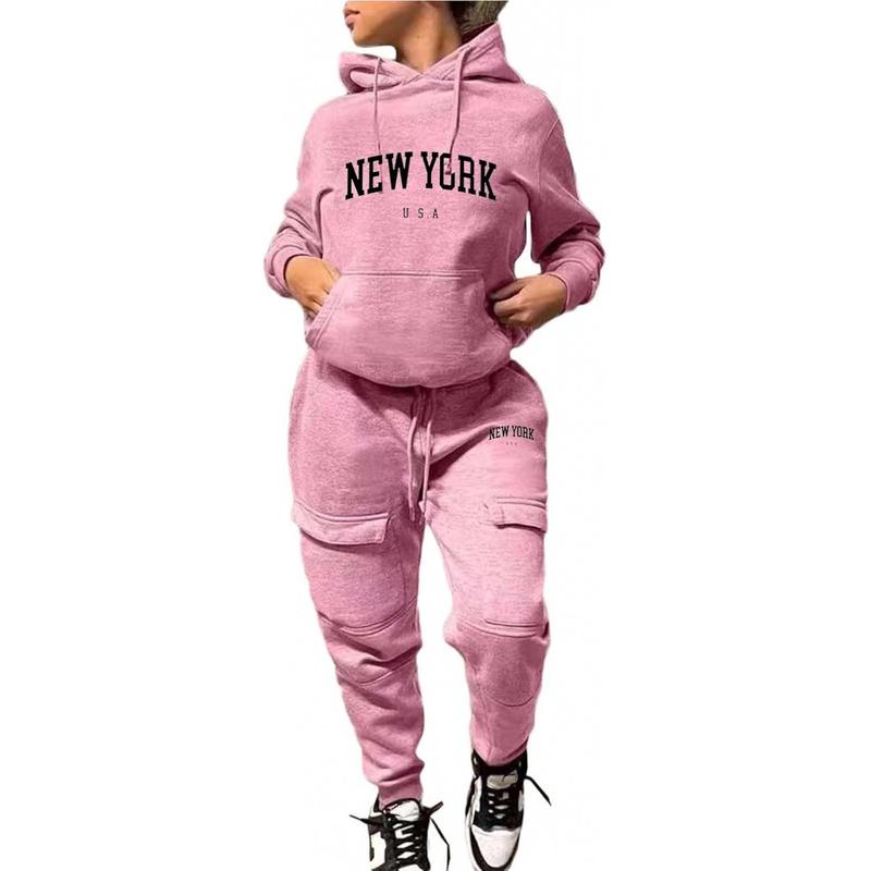 Sweatsuit Women Piece Outfits Multiple Pockets Jogger Track Suits Joggers Sweatpants Hooded Tracksuit Set