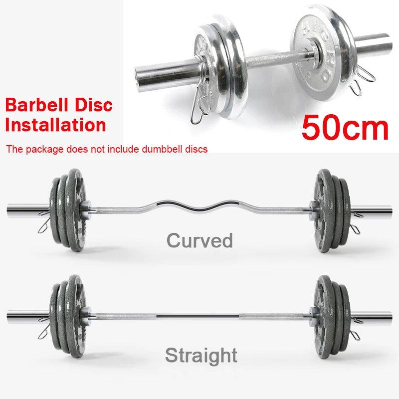 Barbell Bar for Fitness, Solid Straight and Curved, Weight Lifting, Workout Rod, Gym Weight Plate, Dumbbells Discs, 20mm, 50mm