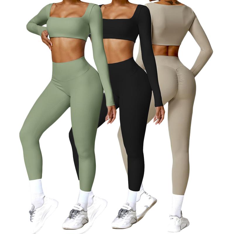 Women's 3 Pack Casual Jumpsuit Set - 2 Pieces Outfits Bodysuit with Pants Yoga Workout Jumpsuits,Tummy Control Athletic Rompers