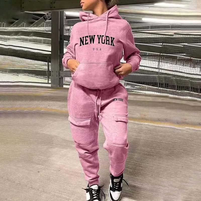 Sweatsuit Women Piece Outfits Multiple Pockets Jogger Track Suits Joggers Sweatpants Hooded Tracksuit Set