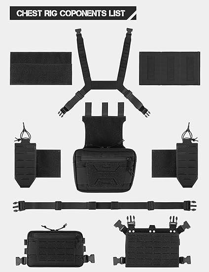 VOTAGOO Chest Rig-Sport Chest Rig，Molle Modular Micro Chest Rigs Adjustable