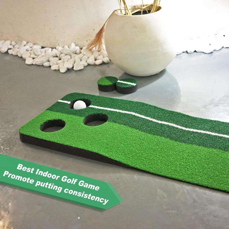 Golf Pong Putting , Indoor Putting Green Golf Putting  Set, Backyard Golf  - Includes Putting Mat with Putter and Ball-Collect System