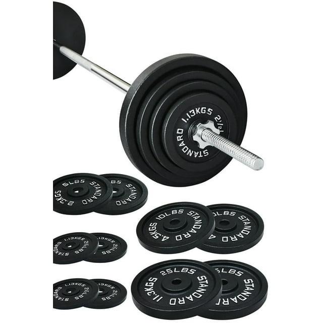 100-Pound Set comprising a Cast Iron Standard Weight along with a 5FT Standard Barbell equipped with Star Locks