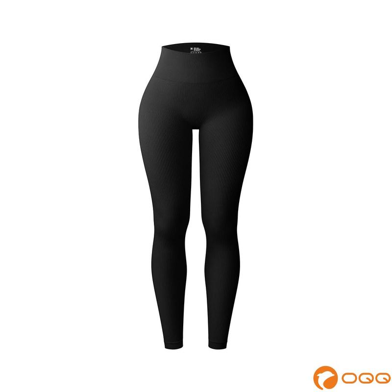 OQQ Women's Yoga Leggings Ribbed Seamless Workout High Waist Athletic Pants