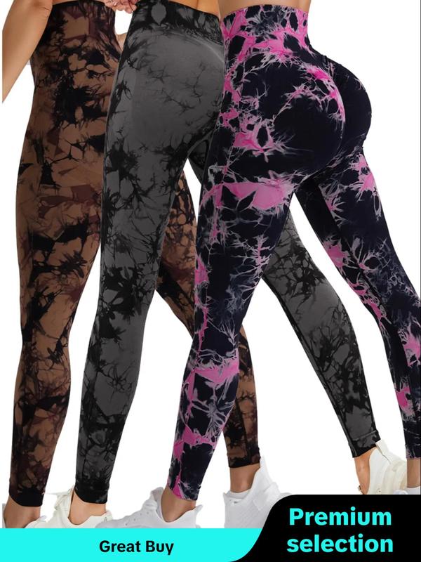 Women's Tie Dye Print Slim-fitting High Waist Workout Exercise Sports Leggings Yoga Pants for Tummy Control Hip Lift, Back To School Outfits, Casual Comfy Seamless Active Yoga Leggings for Gym Running, Ladies Sportswear Clothing, Leggings for Women 2024