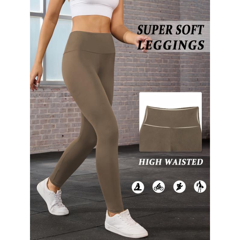 Super Soft Leggings For Women, High Waisted Tummy Control No See Through Workout Yoga Running Tights, Women's Activewear For Fall & Winter