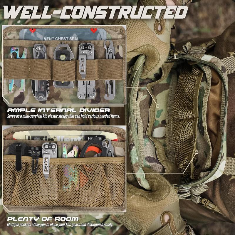 Tactical Chest Rig Pack for Men, Running Chest Bag with Front Loop Airsoft Recon Chest Rigs for Hunting Outdoor EDC Combat Patch Included