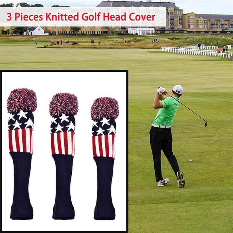 3pcs Knit Sock Headcover For Golf Driver Fairway Wood Cover Headcover