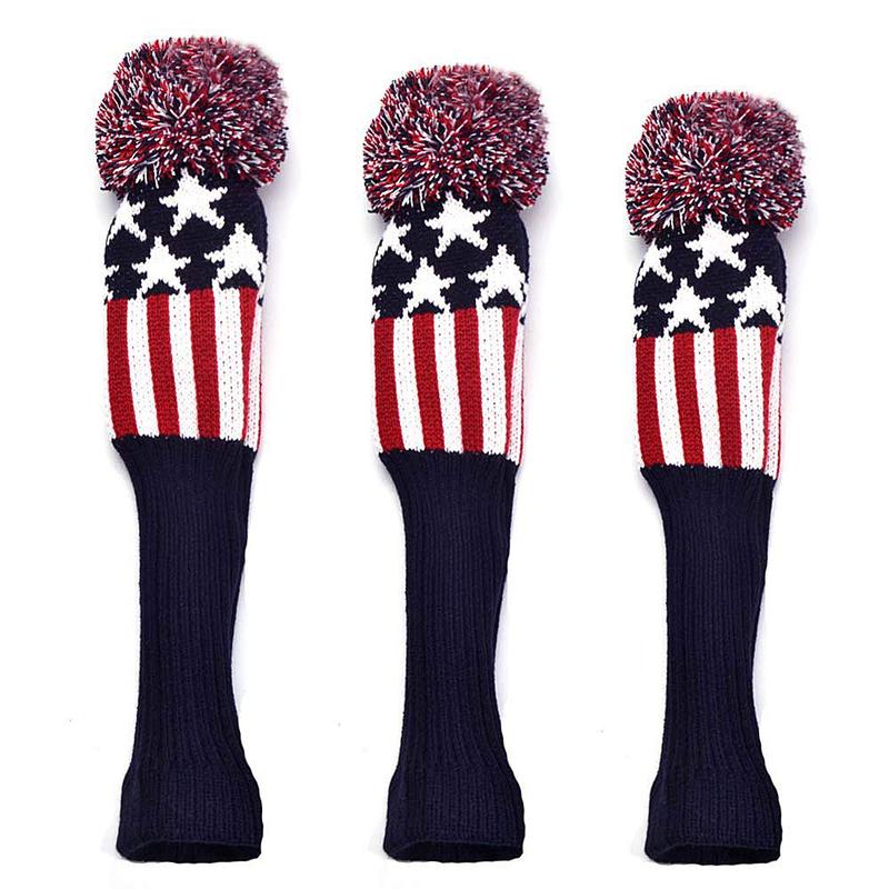 3pcs Knit Sock Headcover For Golf Driver Fairway Wood Cover Headcover