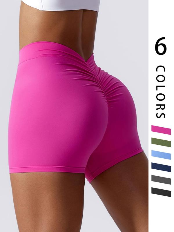 Women's Ruched Seamless Sports Gym Shorts, Sports Stretchy High Waist Short Leggings, Ladies Sportswear for Indoor Outdoor Wear