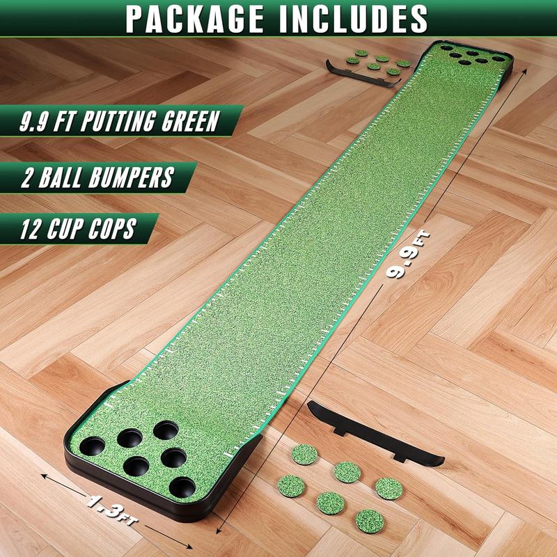 Pong Game Golf Putting Green - Premium Surface Golf Putting Mat with Distance Guides - Improve Your Putting Accuracy and Skills