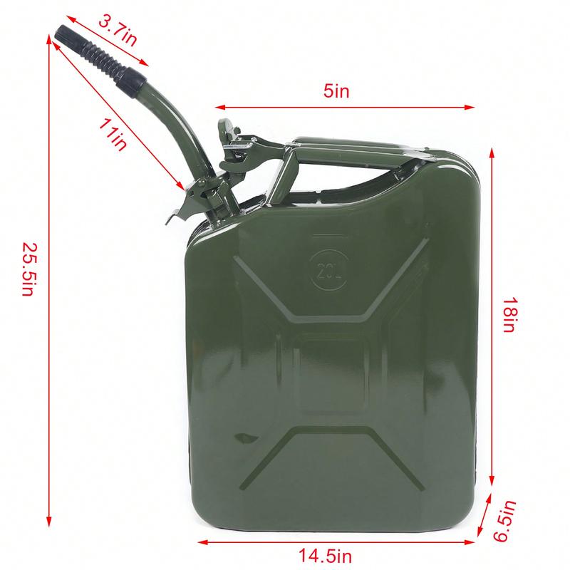 Rainaut Rainaut 5 Gal 20L Gas Gasoline Can Steel Fuel Tank Emergency Backup Green