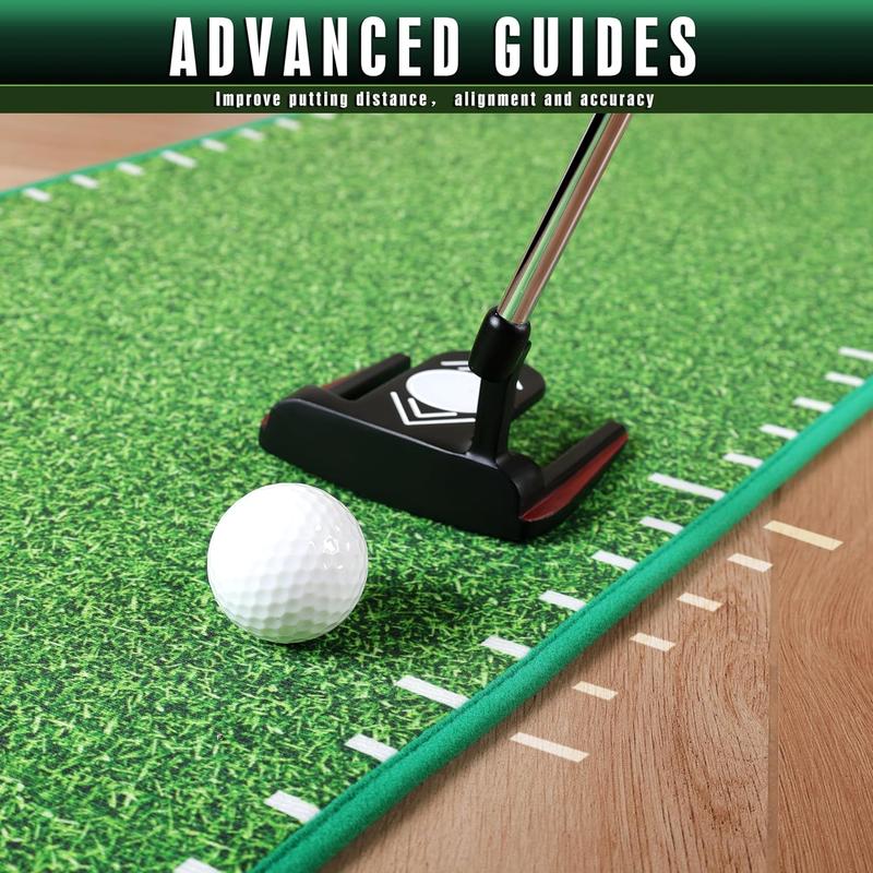 Pong Game Golf Putting Green - Premium Surface Golf Putting Mat with Distance Guides - Improve Your Putting Accuracy and Skills