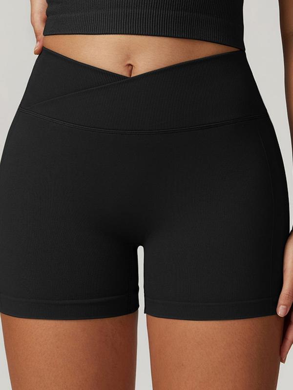 Women's Wrap High Waist Sports Shorts, Sporty Seamless Ruched Skinny Shorts, Gym Shorts, Ladies Sportswear for Yoga Gym Workout Running