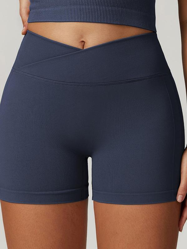 Women's Wrap High Waist Sports Shorts, Sporty Seamless Ruched Skinny Shorts, Gym Shorts, Ladies Sportswear for Yoga Gym Workout Running