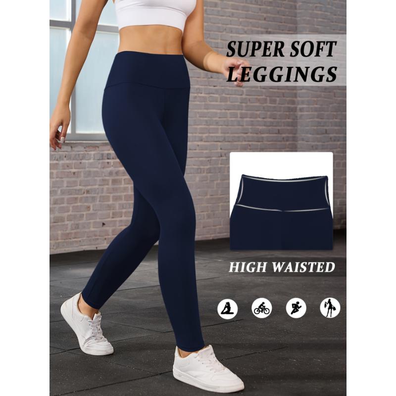 Super Soft Leggings For Women, High Waisted Tummy Control No See Through Workout Yoga Running Tights, Women's Activewear For Fall & Winter