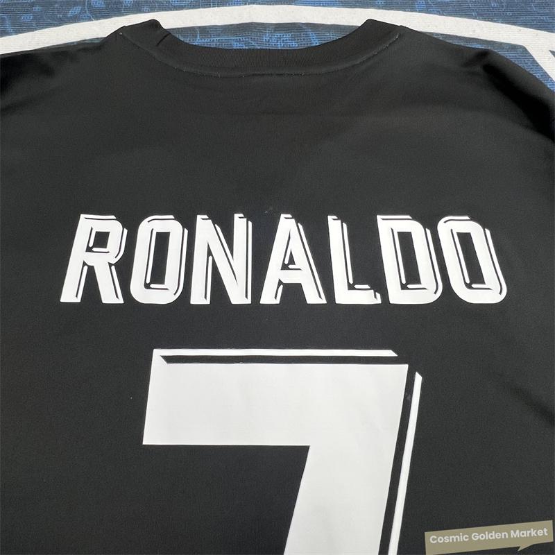 2017 2018 Away 17 18 UEFA Super Cup Retro Black Player's Edition Jersey No. 7 Cristiano Ronaldo Soccer Jersey