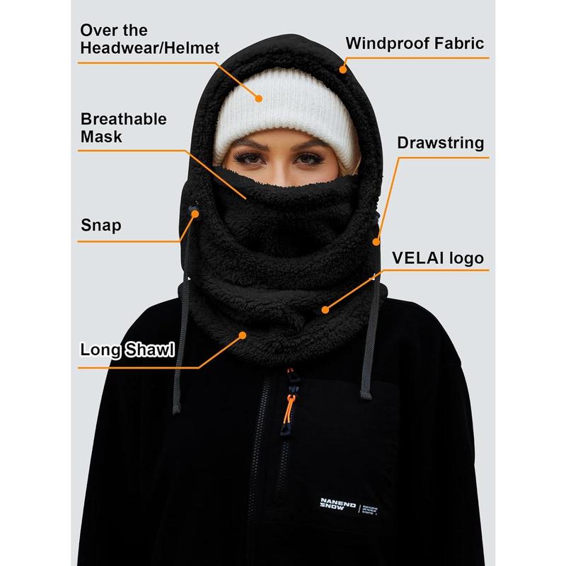 Balaclava Fleece Ski Mask for Men Women Winter Face Masks Windproof Hooded Scarf Cold Weather Hat Neck Warmer