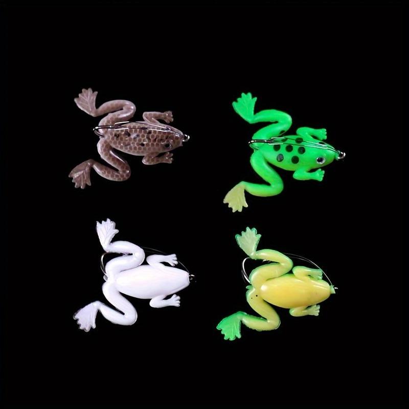 Artificial Frog Shaped Fishing Lure, 5 Counts set Bionic Frog Lure, Soft Bait with Sharp Hook, Fishing Tackle, Outdoor Fishing Accessories